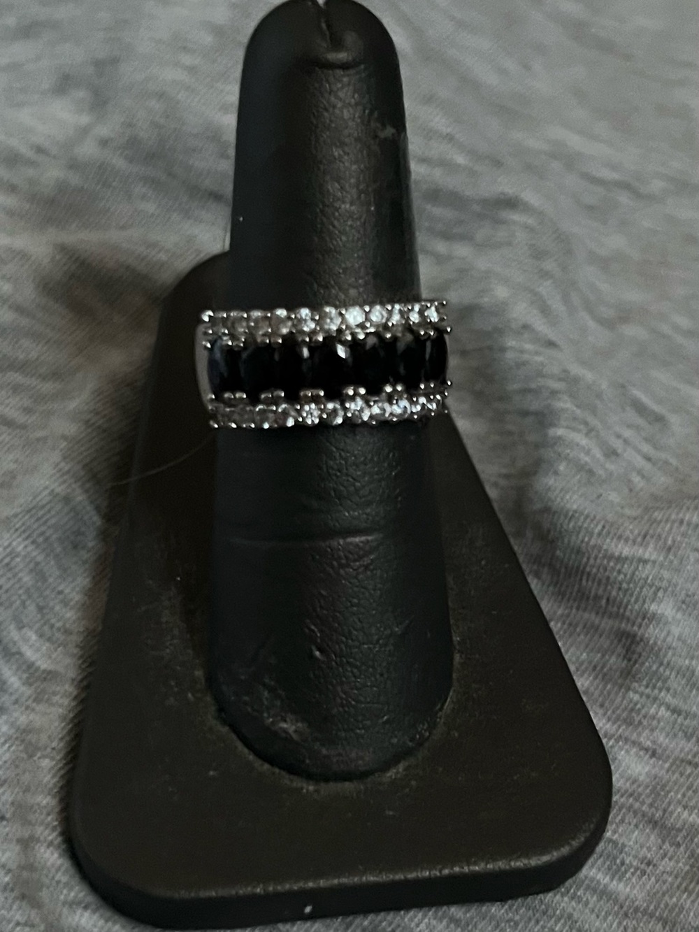Black & Silver women's Stainless Steel Ring with Crystal Accents. Gorgeous ring!